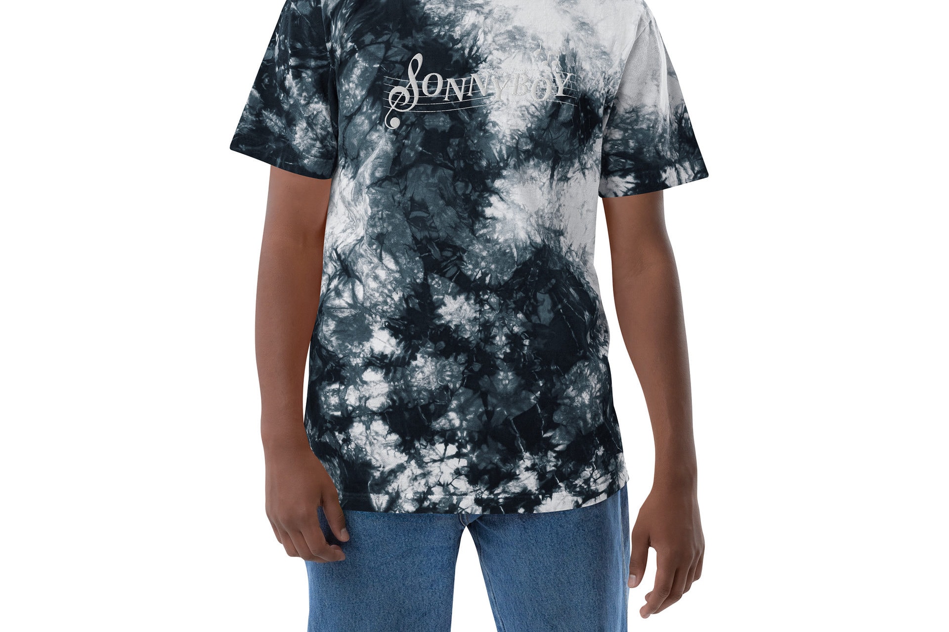 Oversized Tie Dye T Shirt Black White Front 6302738A24F3A