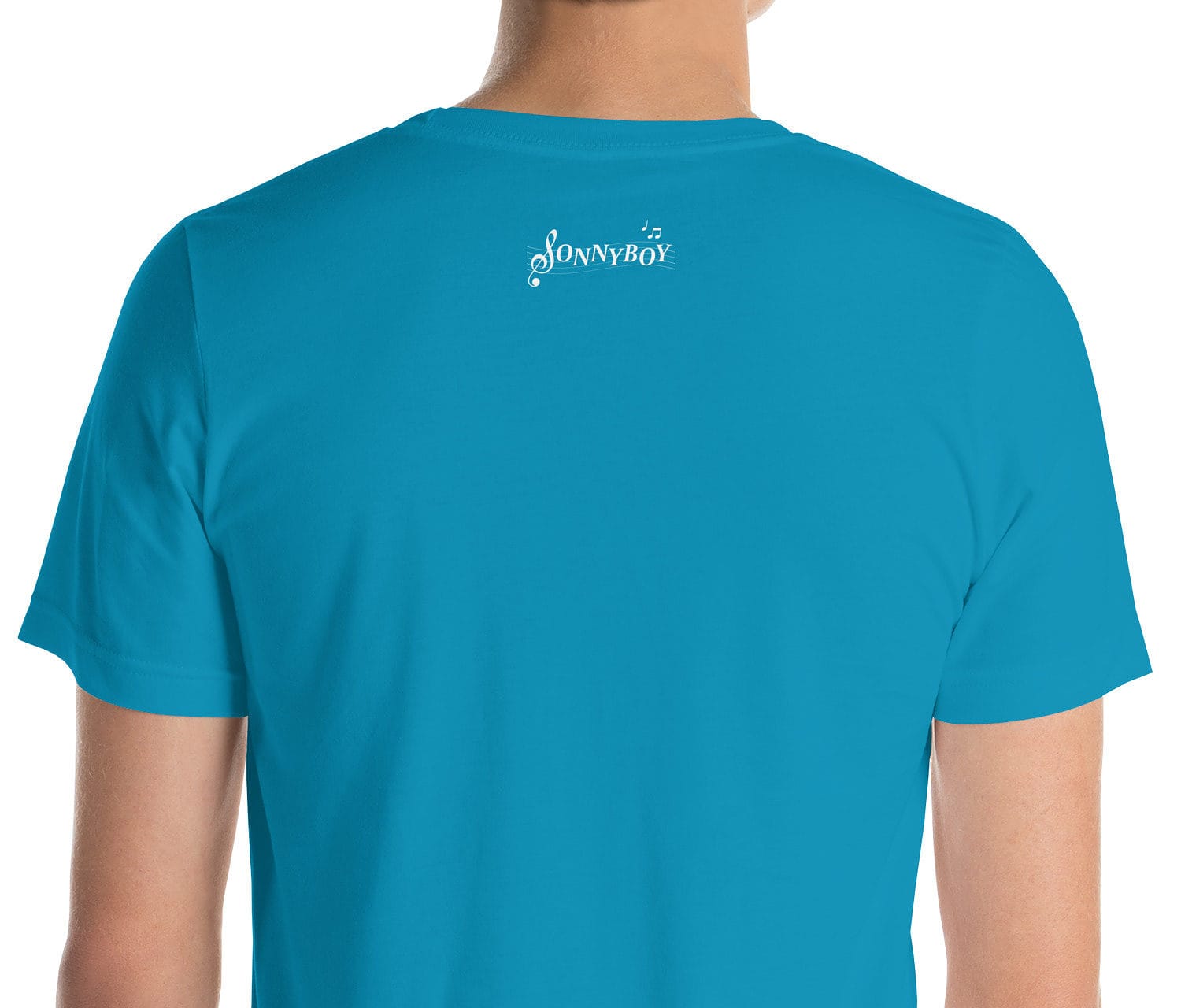 Unisex Staple T Shirt Aqua Zoomed In 62F9493504Ab7