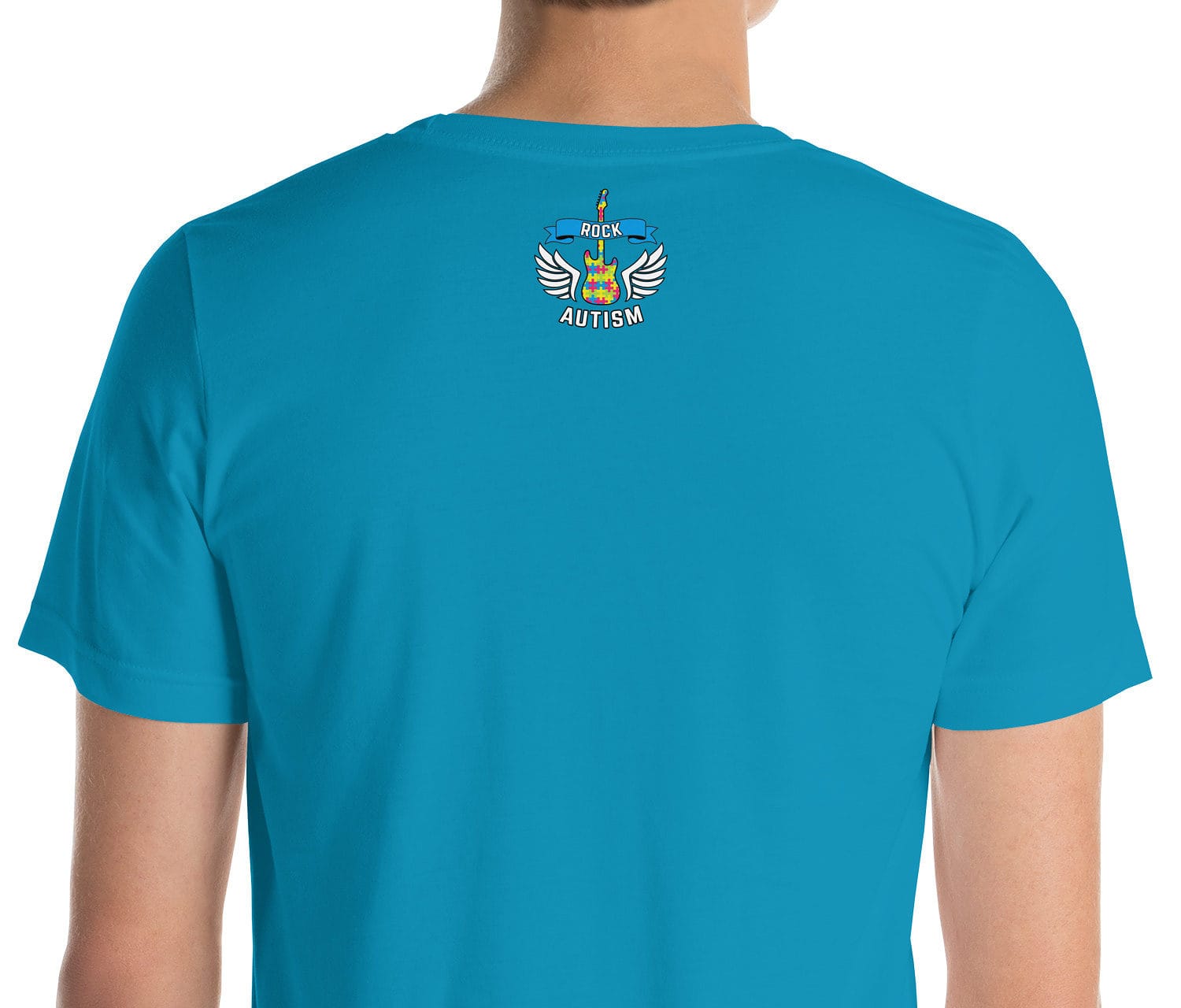 Unisex Staple T Shirt Aqua Zoomed In 62F951392E614